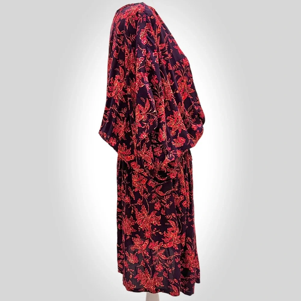 NWT Land's End‎ Cover-Up Dress Floral Gathered Waist Short Sleeve Womens XL/XXL